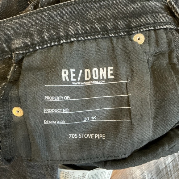 RE/DONE Comfort Stretch High Rise Stove Pipe Jeans Washed Noir Black Size 27 - Picture 16 of 16